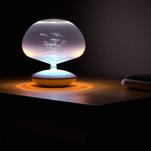 תמונה של מנורת שולחן קריסטל LED המאירה חדר, מראה כיצד היא יכולה ליצור אווירה קסומה