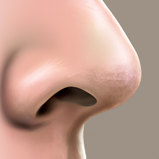 תמונת תקריב של אפו של אדם המראה נוכחות של פוליפים באף